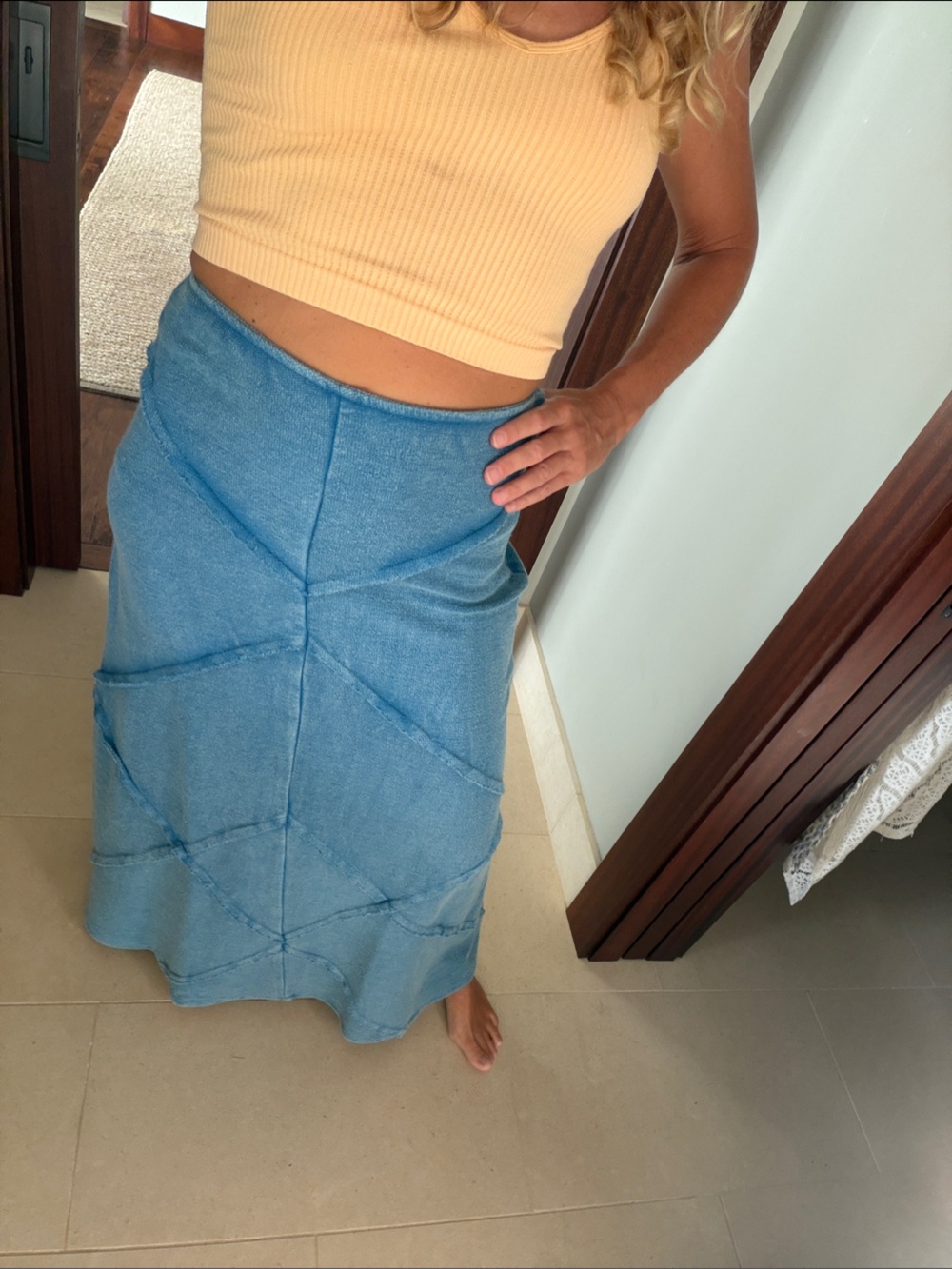 EARTHBOUND Blue Panel A-Line Skirt - Picture 8 of 13